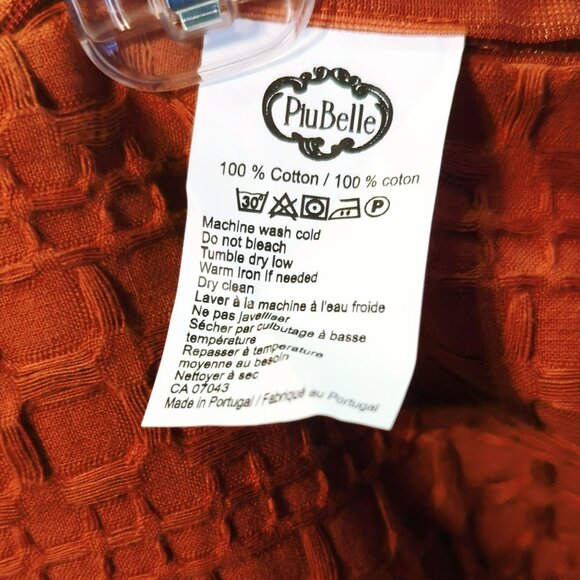 Piubelle Pillow Covers Orange Textured Set Of 2 100% Cotton 20x19 Inches - Picture 4 of 5